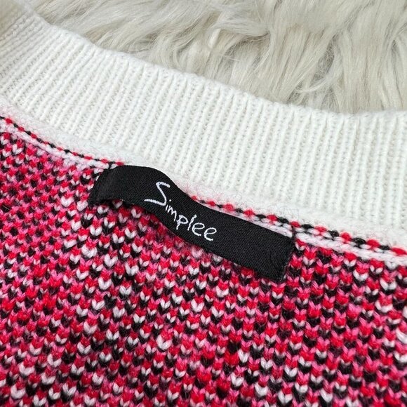 Simplee Women's Geometric Heart Print Button Front Cardigan - Picture 4 of 8